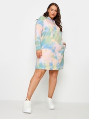 Yours Curve Green Tie Dye Hoodie Dress - Image 2 of 5
