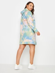 Yours Curve Green Tie Dye Hoodie Dress - Image 3 of 5