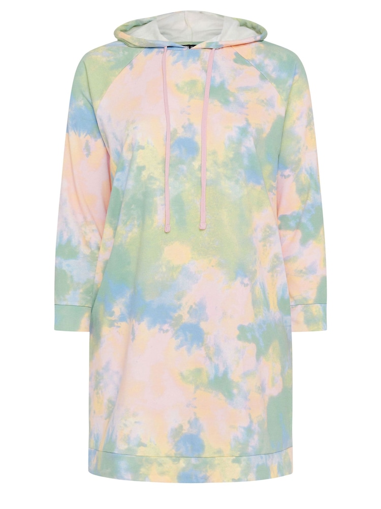 Yours Curve Green Tie Dye Hoodie Dress - Image 5 of 5