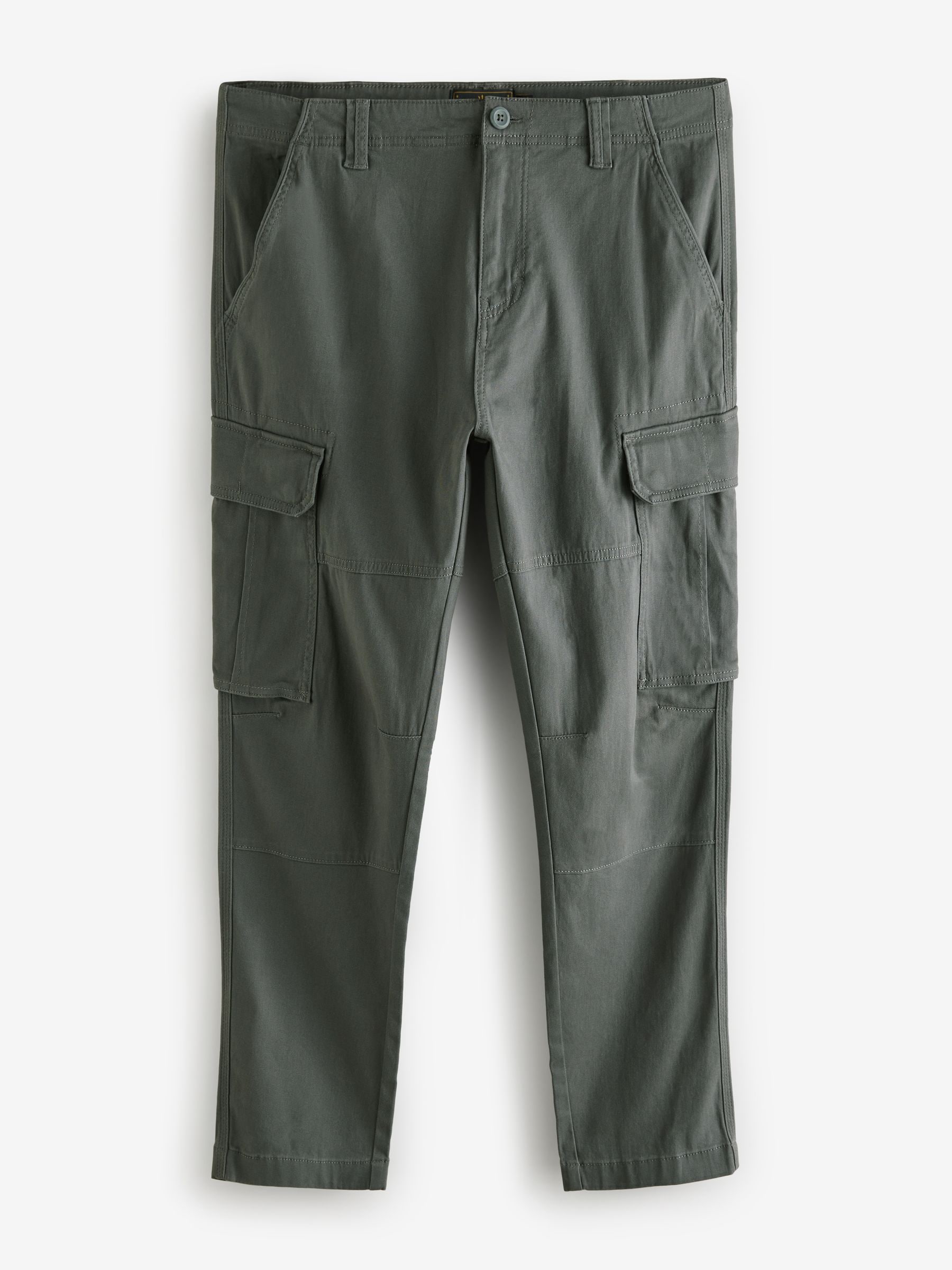 Charcoal Grey/Navy Blue Slim Fit Cotton Rich Stretch Cargo Trousers 2 Pack