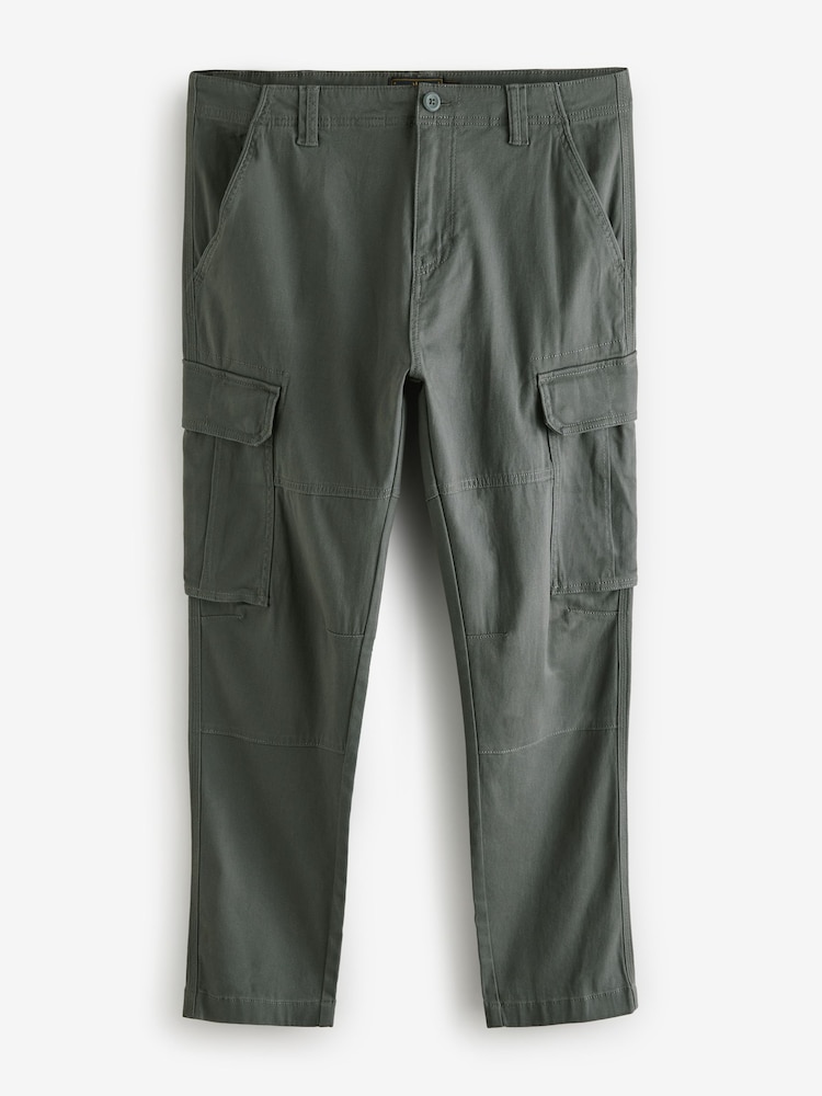 Charcoal Grey/Navy Blue Slim Fit Cotton Rich Stretch Cargo Trousers 2 Pack - Image 10 of 13