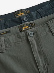 Charcoal Grey/Navy Blue Slim Fit Cotton Rich Stretch Cargo Trousers 2 Pack - Image 12 of 13