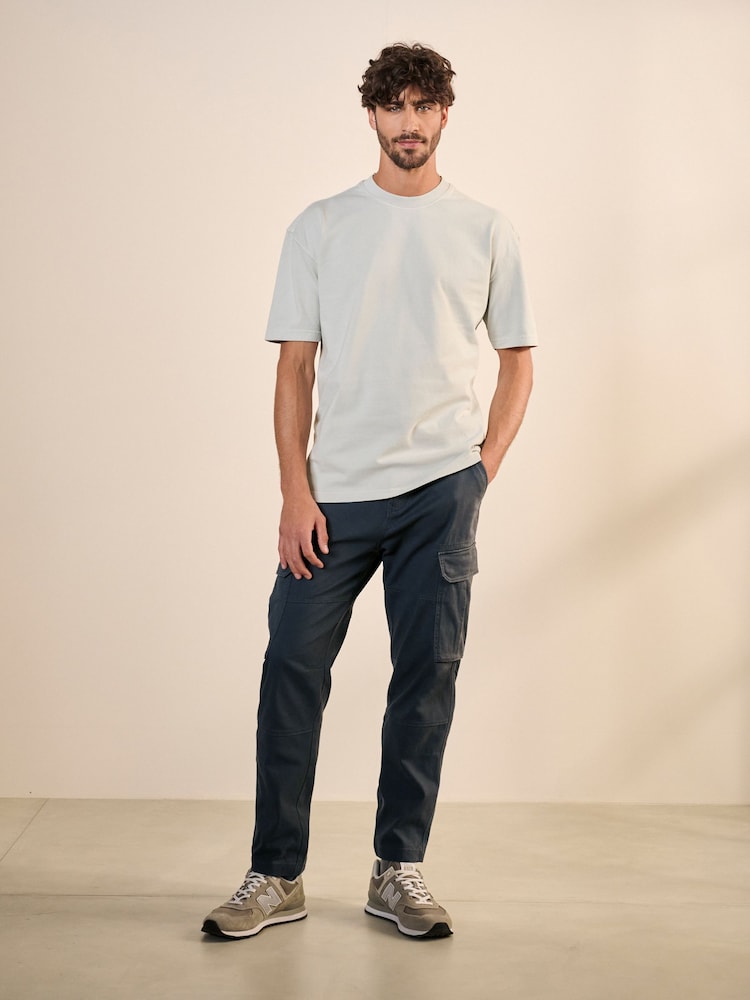 Charcoal Grey/Navy Blue Slim Fit Cotton Rich Stretch Cargo Trousers 2 Pack - Image 2 of 13