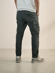 Charcoal Grey/Navy Blue Slim Fit Cotton Rich Stretch Cargo Trousers 2 Pack - Image 6 of 13