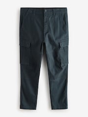 Charcoal Grey/Navy Blue Slim Fit Cotton Rich Stretch Cargo Trousers 2 Pack - Image 9 of 13