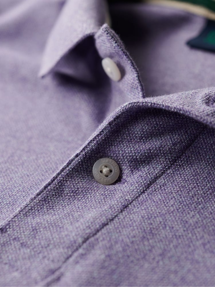 Superdry Purple Classic Pique 100% Cotton Polo Shirt - Image 6 of 6