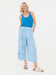 FatFace Shirwell Blue Med Geo Cropped Trousers - Image 1 of 5