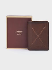 OSPREY LONDON The X Stitch Micro Leather RFID Card & Coin Brown Wallet - Image 1 of 6
