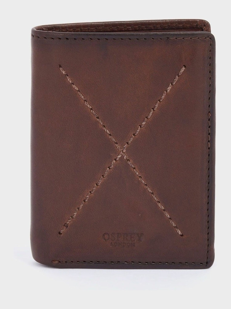OSPREY LONDON The X Stitch Micro Leather RFID Card & Coin Brown Wallet - Image 2 of 6