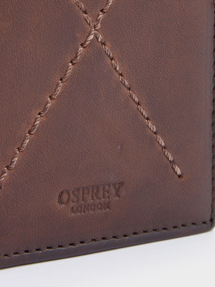 OSPREY LONDON The X Stitch Micro Leather RFID Card & Coin Brown Wallet - Image 6 of 6