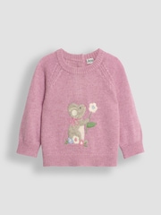 JoJo Maman Bébé Pink Mouse Appliqué Jumper - Image 1 of 3