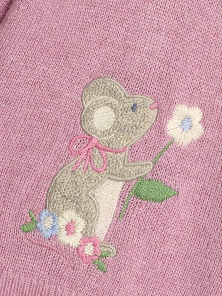 JoJo Maman Bébé Pink Mouse Appliqué Jumper - Image 3 of 3