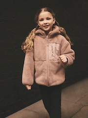 Brown Borg Fleece Zip Through Hooded Jacket (3-16yrs) - Image 2 of 8