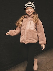 Brown Borg Fleece Zip Through Hooded Jacket (3-16yrs) - Image 3 of 8