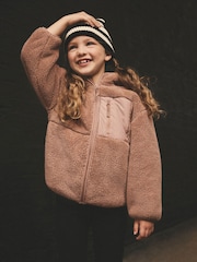 Brown Borg Fleece Zip Through Hooded Jacket (3-16yrs) - Image 4 of 8