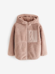 Brown Borg Fleece Zip Through Hooded Jacket (3-16yrs) - Image 5 of 8