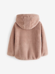 Brown Borg Fleece Zip Through Hooded Jacket (3-16yrs) - Image 6 of 8