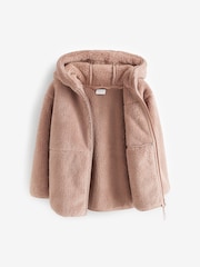 Brown Borg Fleece Zip Through Hooded Jacket (3-16yrs) - Image 7 of 8