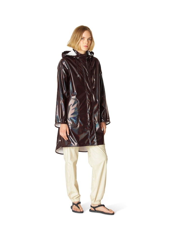 Ilse Jacobsen Midi Length Purple Ganache Glossy Waterproof Raincoat - Image 1 of 4