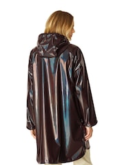 Ilse Jacobsen Midi Length Purple Ganache Glossy Waterproof Raincoat - Image 2 of 4