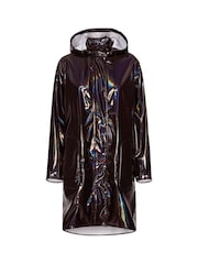 Ilse Jacobsen Midi Length Purple Ganache Glossy Waterproof Raincoat - Image 3 of 4