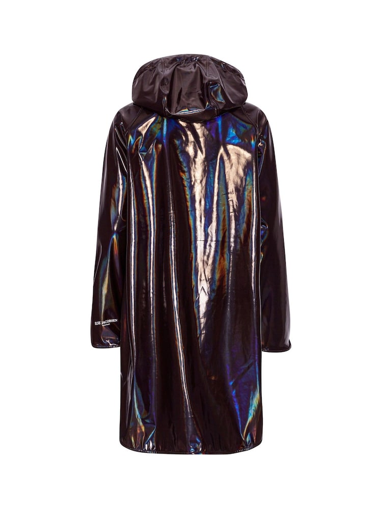 Ilse Jacobsen Midi Length Purple Ganache Glossy Waterproof Raincoat - Image 4 of 4
