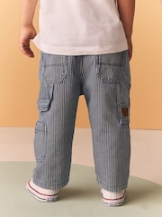 Blue/White Ticking Stripe 100% Cotton Carpenter Jeans (3mths-7yrs) - Image 2 of 7