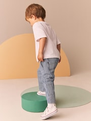 Blue/White Ticking Stripe 100% Cotton Carpenter Jeans (3mths-7yrs) - Image 3 of 7