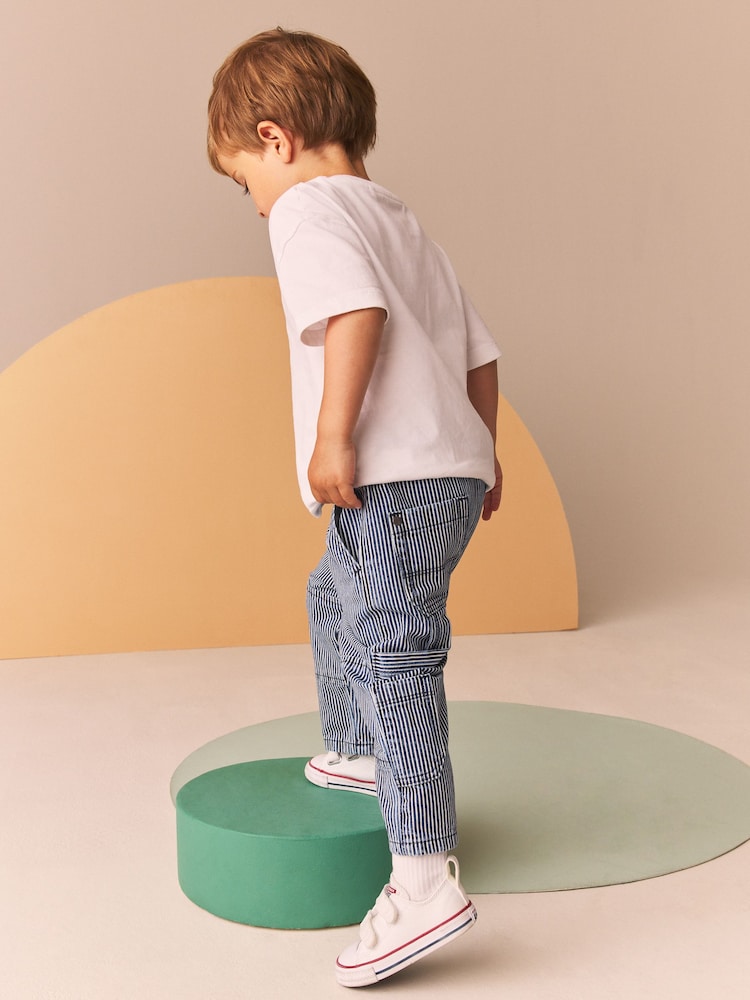 Bleu/Blanc Ticking Rayure - 100Jeans de charpentier en coton (3mois-7ans) - Image 3 of 7