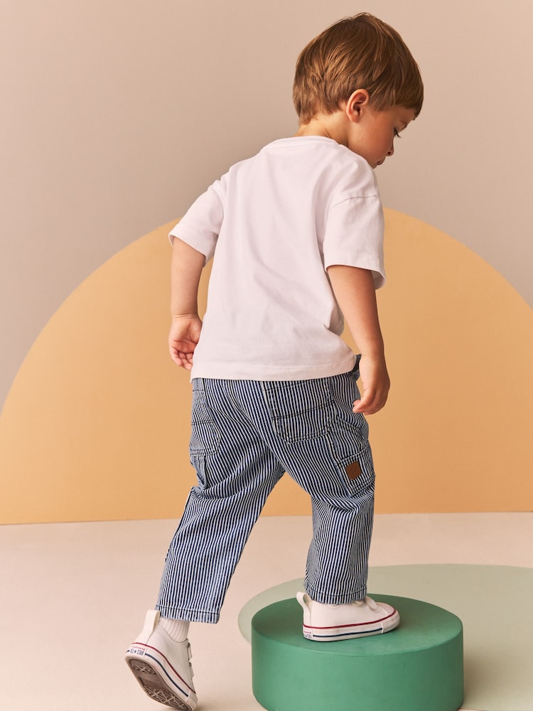 Bleu/Blanc Ticking Rayure - 100Jeans de charpentier en coton (3mois-7ans) - Image 4 of 7