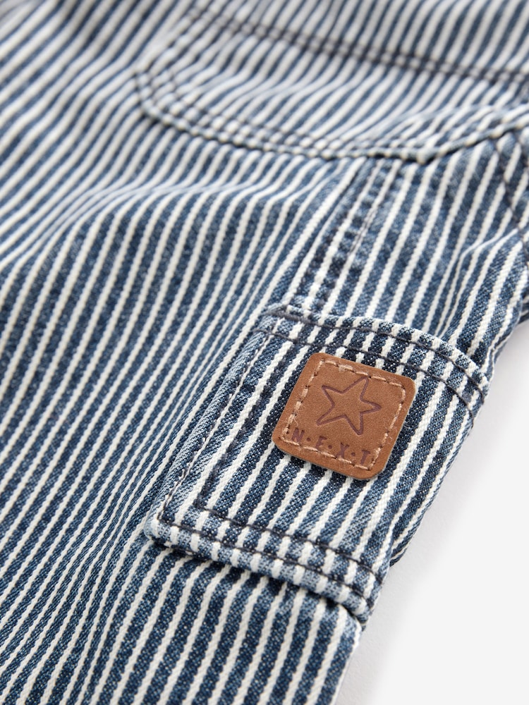 Blue/White Ticking Stripe 100% Cotton Carpenter Jeans (3mths-7yrs) - Image 7 of 7