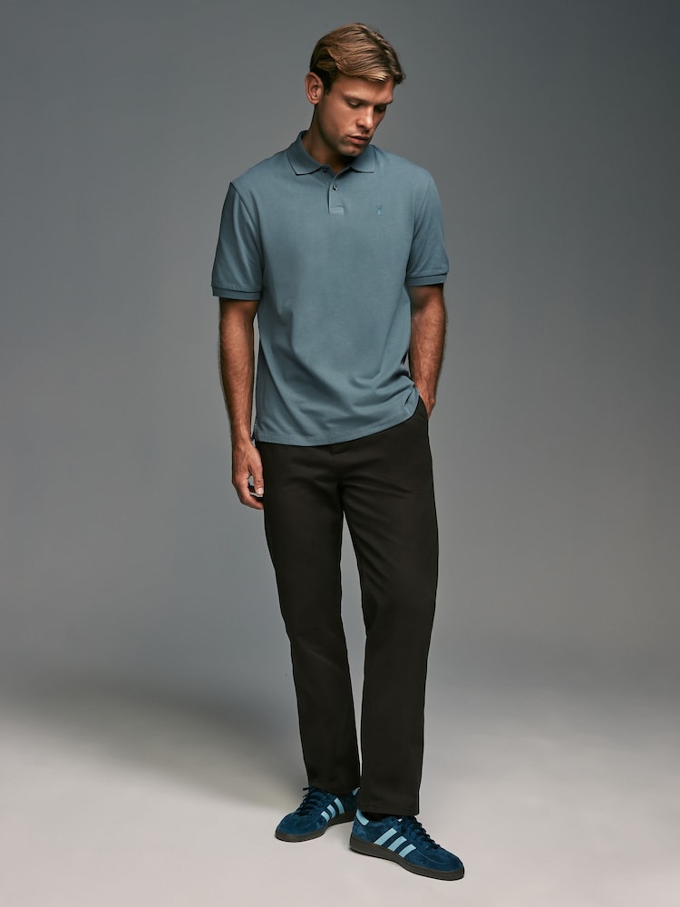 Blue Mid Relaxed Fit Short Sleeve Pique Polo Shirt - Image 2 of 8