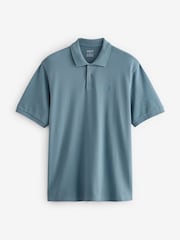 Blue Mid Relaxed Fit Short Sleeve Pique Polo Shirt - Image 6 of 8