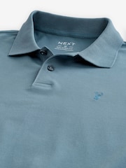 Blue Mid Relaxed Fit Short Sleeve Pique Polo Shirt - Image 7 of 8