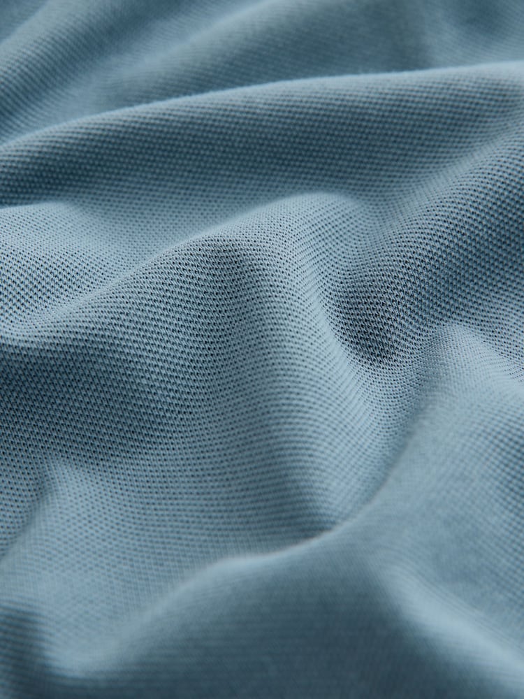 Blue Mid Relaxed Fit Short Sleeve Pique Polo Shirt - Image 8 of 8