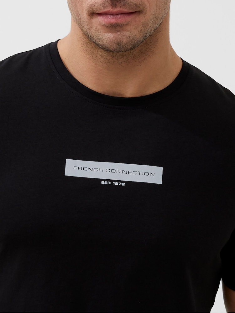 French Connection Black Organic Box Logo Graphic T-Shirt - Image 3 of 3