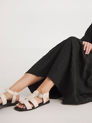 Simply Be Cream Extra Wide Fit Fishermans Flat Sandals - Image 1 of 4
