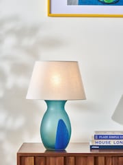 Jasper Conran London Blue/Green Glass Table Lamp - Image 1 of 4