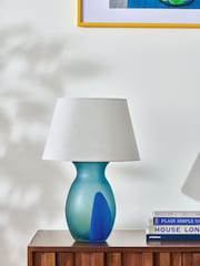 Jasper Conran London Blue/Green Glass Table Lamp - Image 2 of 4
