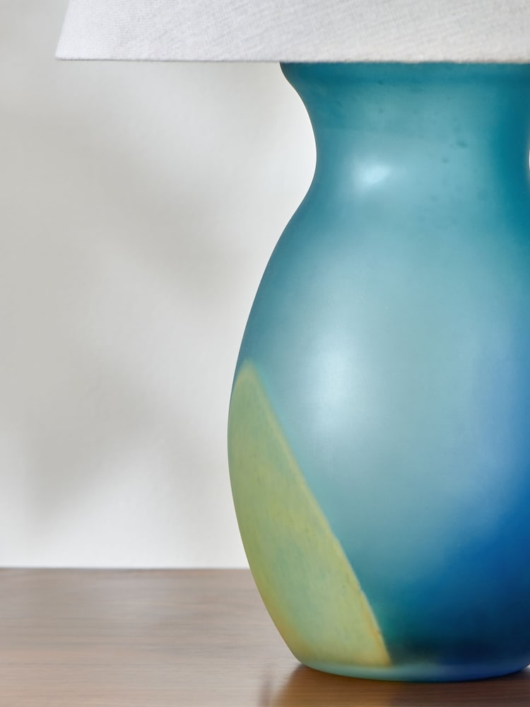 Jasper Conran London Blue/Green Glass Table Lamp - Image 4 of 4