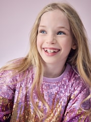 Pink Sequin Sweatshirt And Foil Leggings Set (3-16yrs) - Image 4 of 8