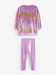 Pink Sequin Sweatshirt And Foil Leggings Set (3-16yrs) - Image 6 of 8