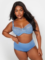 Yours Curve Blue Stretch Lace Non Padded Underwired Bra - Image 2 of 4