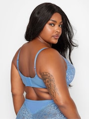 Yours Curve Blue Stretch Lace Non Padded Underwired Bra - Image 3 of 4