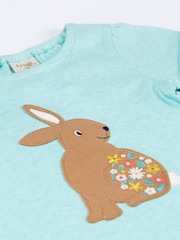 Frugi Green Mint Easter Rabbit Applique T-Shirt - Image 2 of 3