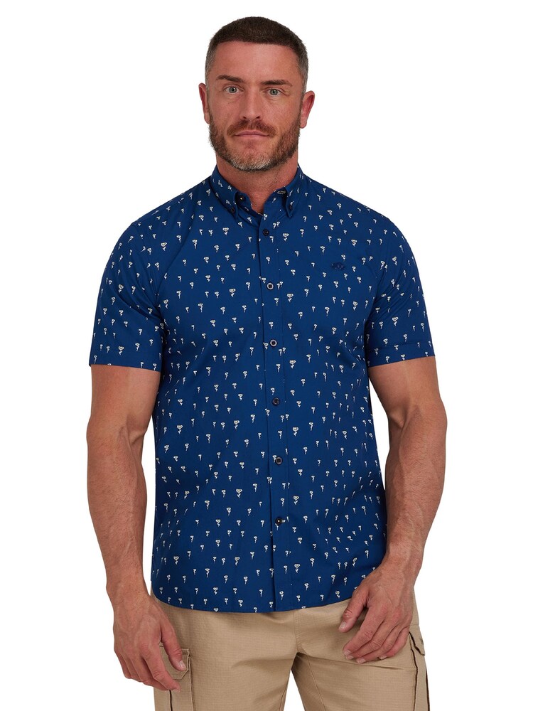 Raging Bull Blue Short Sleeve Daisy Print Poplin Shirt - Image 1 of 8
