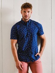 Raging Bull Blue Short Sleeve Daisy Print Poplin Shirt - Image 4 of 8