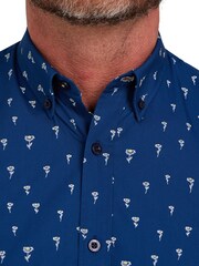 Raging Bull Blue Short Sleeve Daisy Print Poplin Shirt - Image 5 of 8