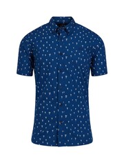 Raging Bull Blue Short Sleeve Daisy Print Poplin Shirt - Image 8 of 8