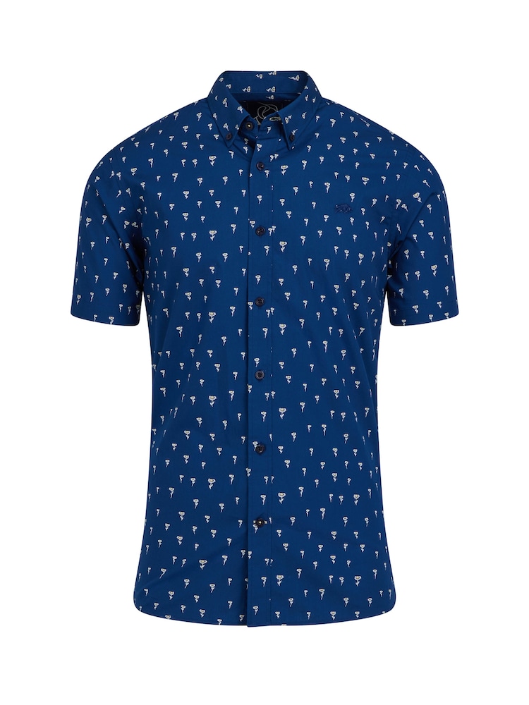 Raging Bull Blue Short Sleeve Daisy Print Poplin Shirt - Image 8 of 8